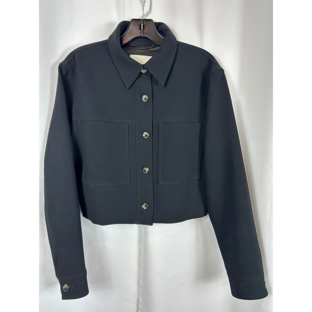 Wilfred Aritzia Black Cropped Clean Girl Utility Jacket Minimalist Chic Size 12